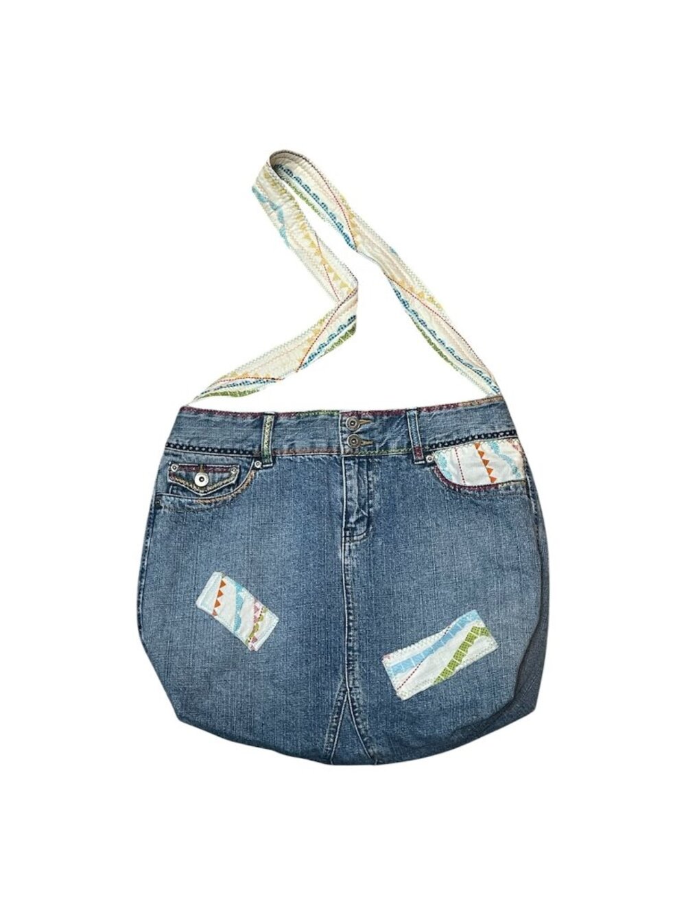 Y2K Tommy Hilfiger Denim Jeans Tote Bag Purse Lined Patchwork Pockets Roomy!
